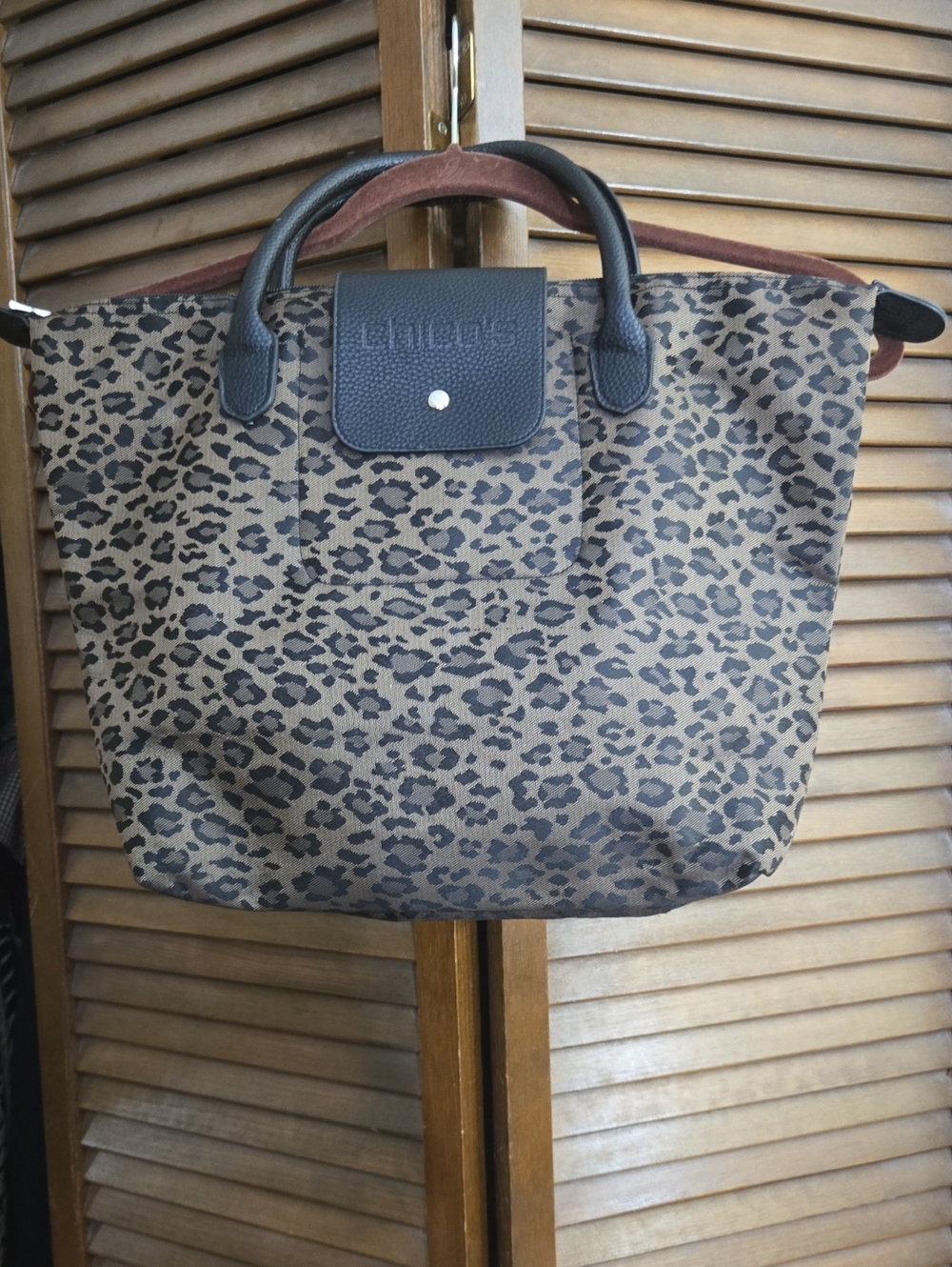 Chico's Leopard Print Tote with Black Trim